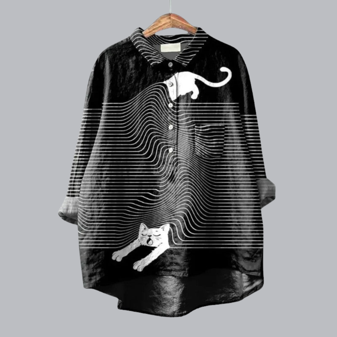 Optical Cat Monochrome Blouse