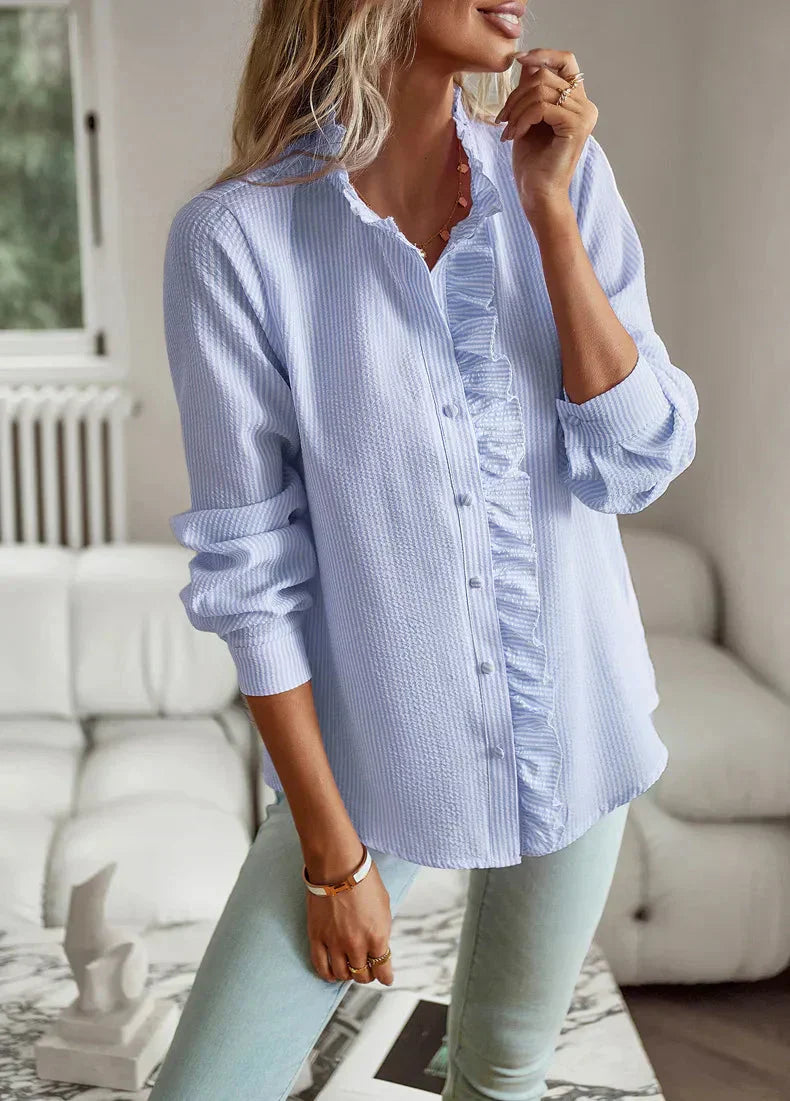 Cambridge Ruffle Stripe Blouse