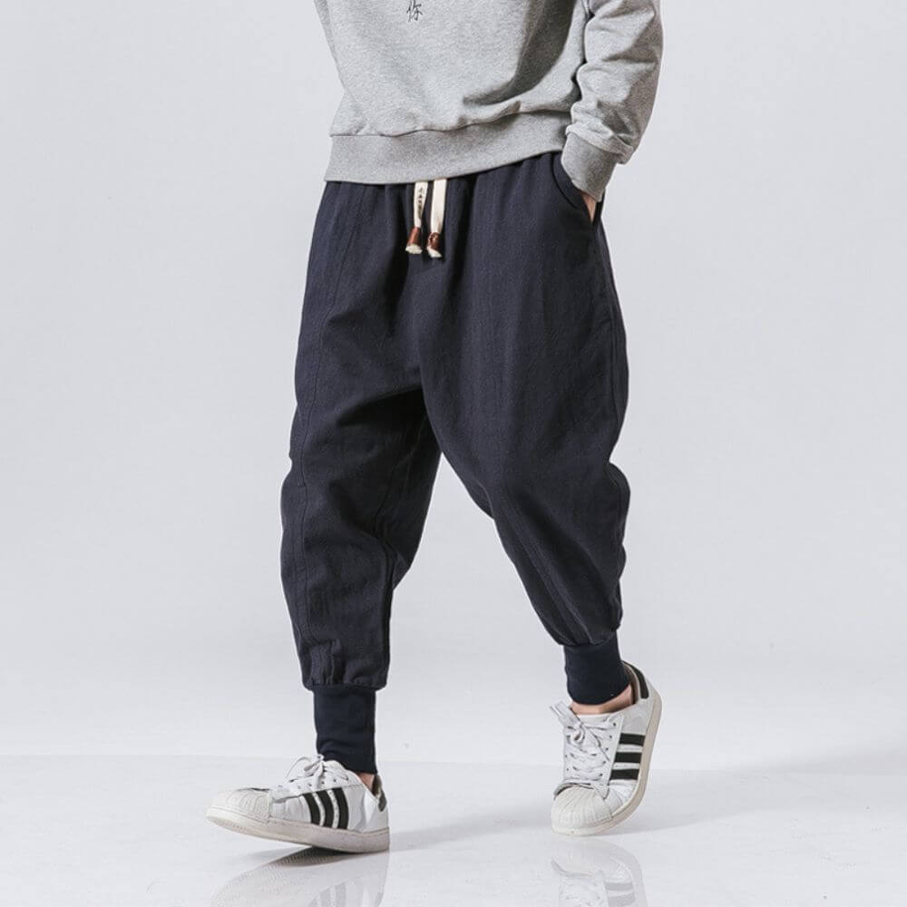 Aokumo - Cotton Harem Pants - Navy Blue