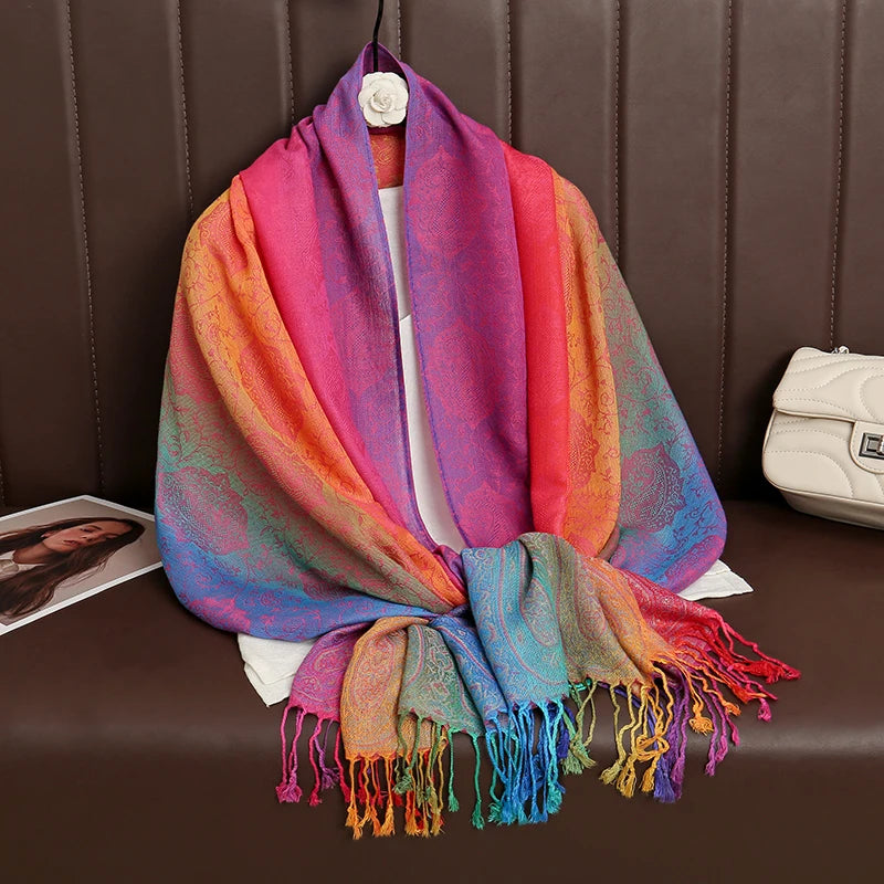 Sunset Hues Cashmere Shawl