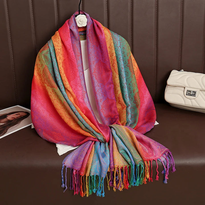 Sunset Hues Cashmere Shawl
