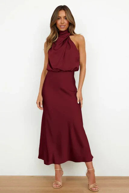 Curzon Satin Halter Gown