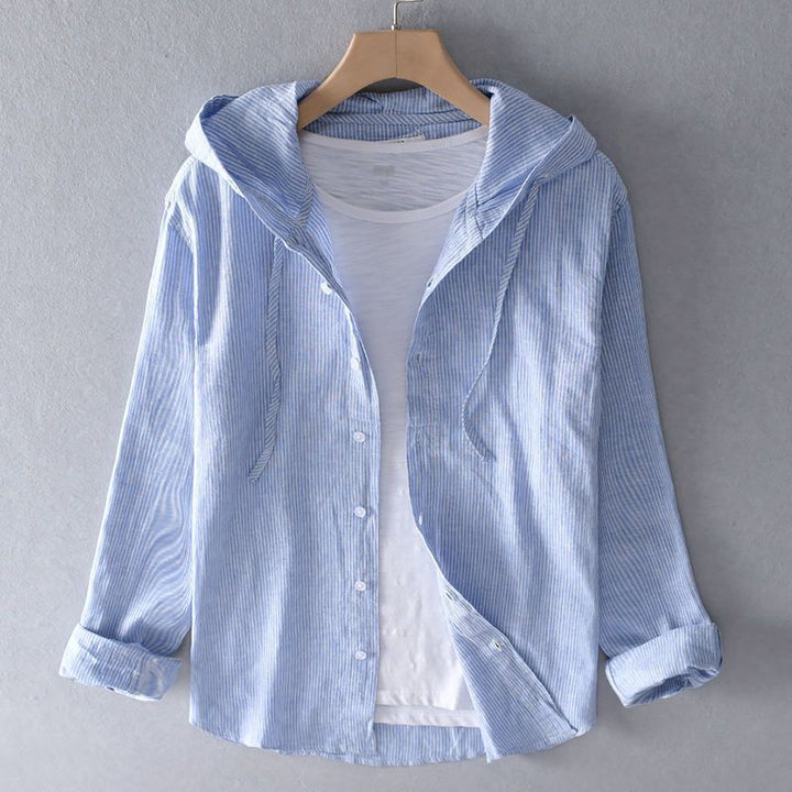 Seaside Breeze Linen Hooded Shirt