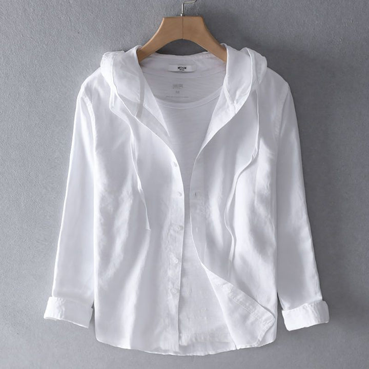 Seaside Breeze Linen Hooded Shirt