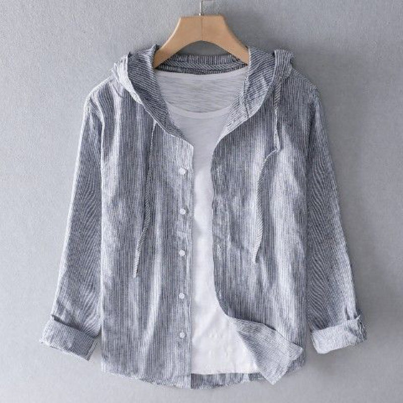 Seaside Breeze Linen Hooded Shirt