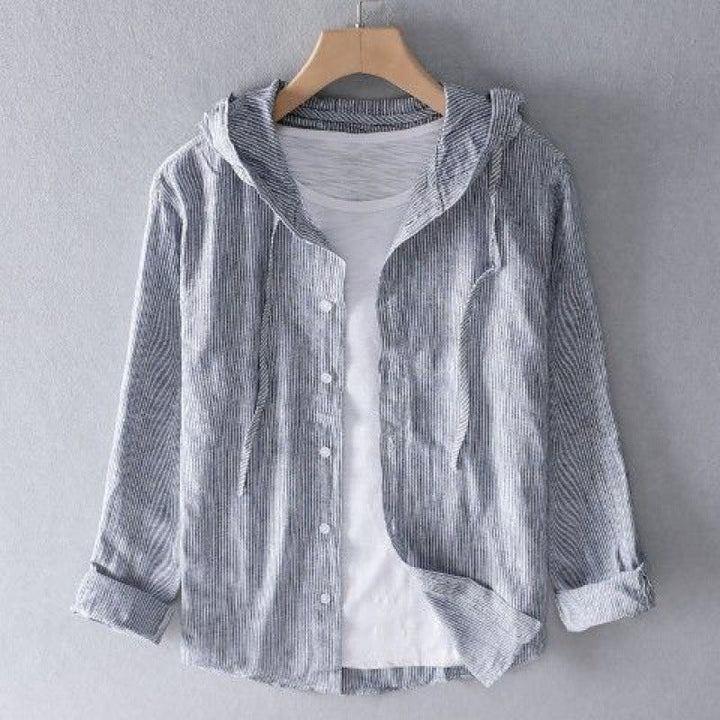 Seaside Breeze Linen Hooded Shirt